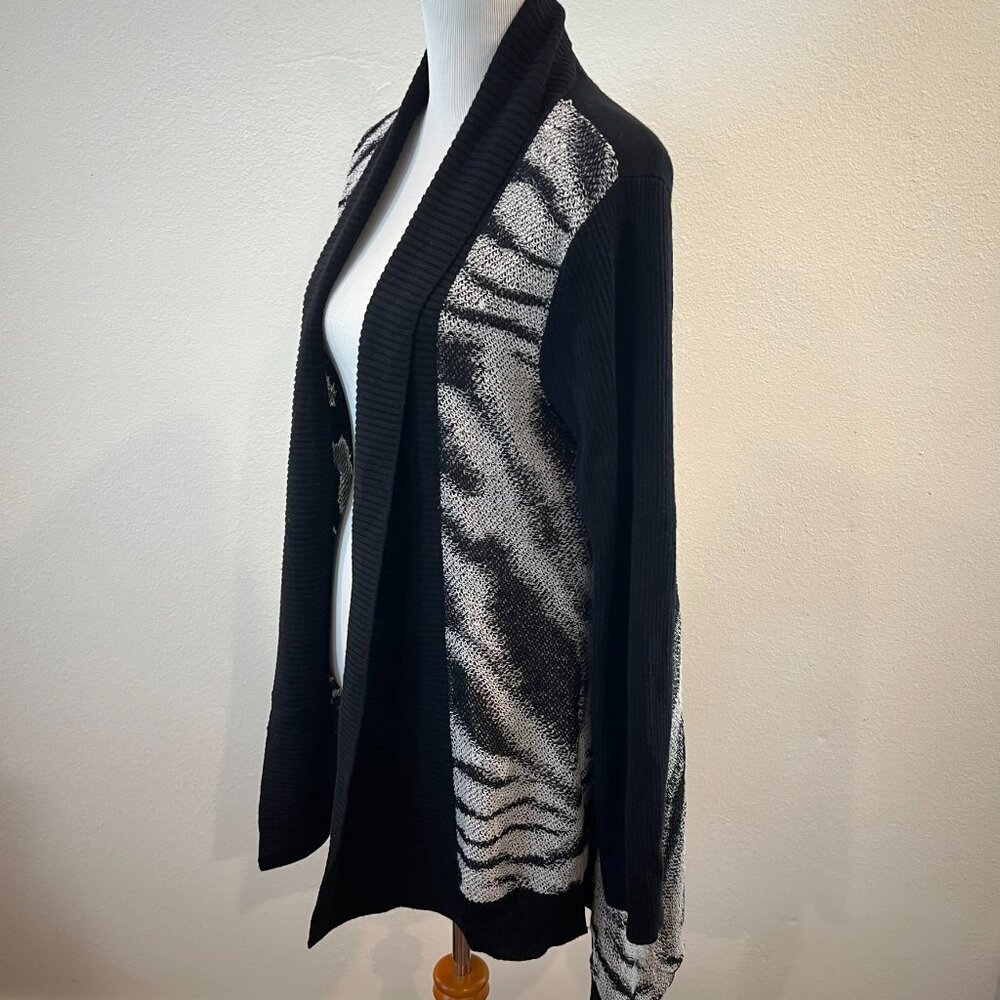 Alberto Makali Zebra Printed waterfall neckline Cardigan Open Front XL